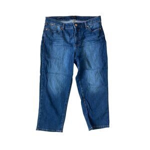 Talbots Women's Size 12P Straight Leg Crop Blue High Rise